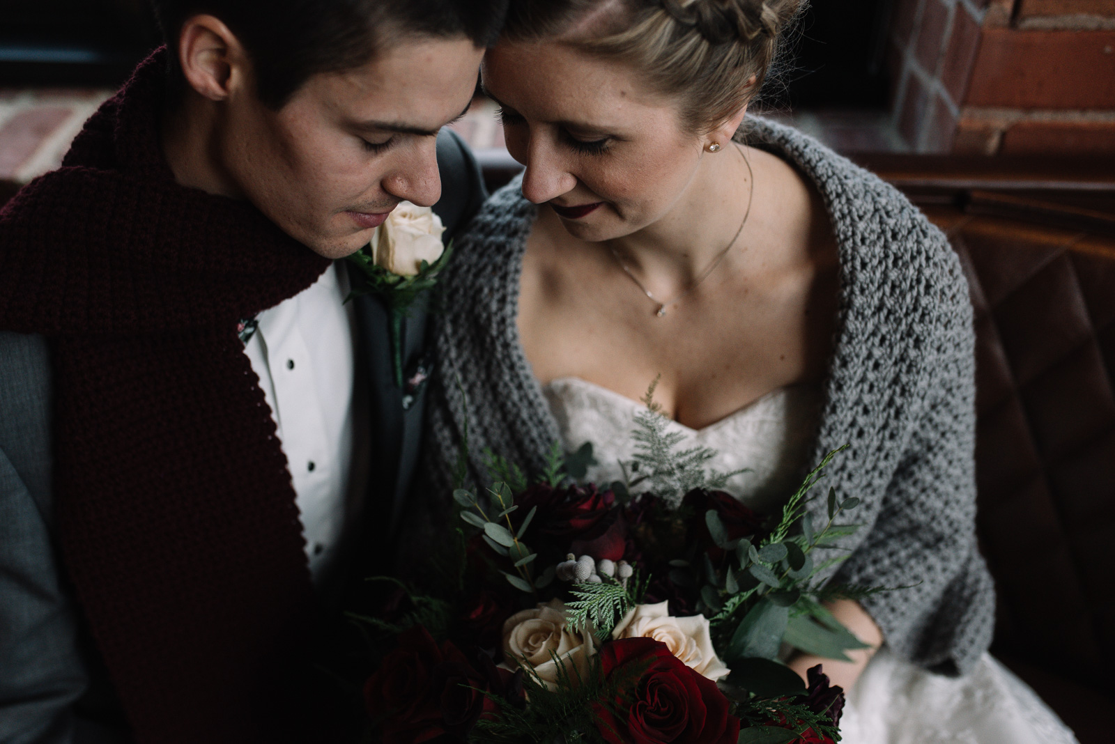 bride and groom black sheep social club winter wedding