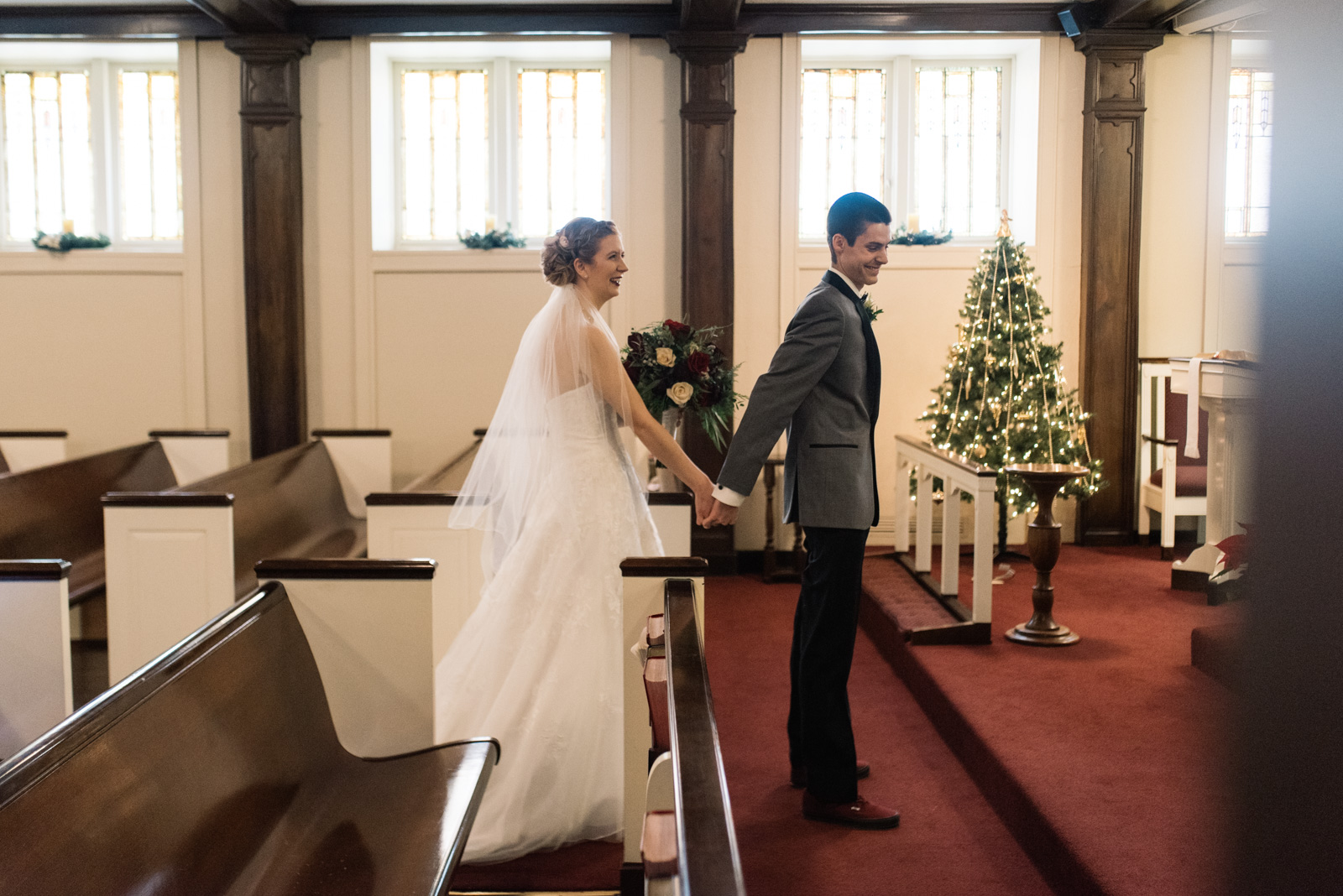 first look St. Paul's United Methodist Church Wedding