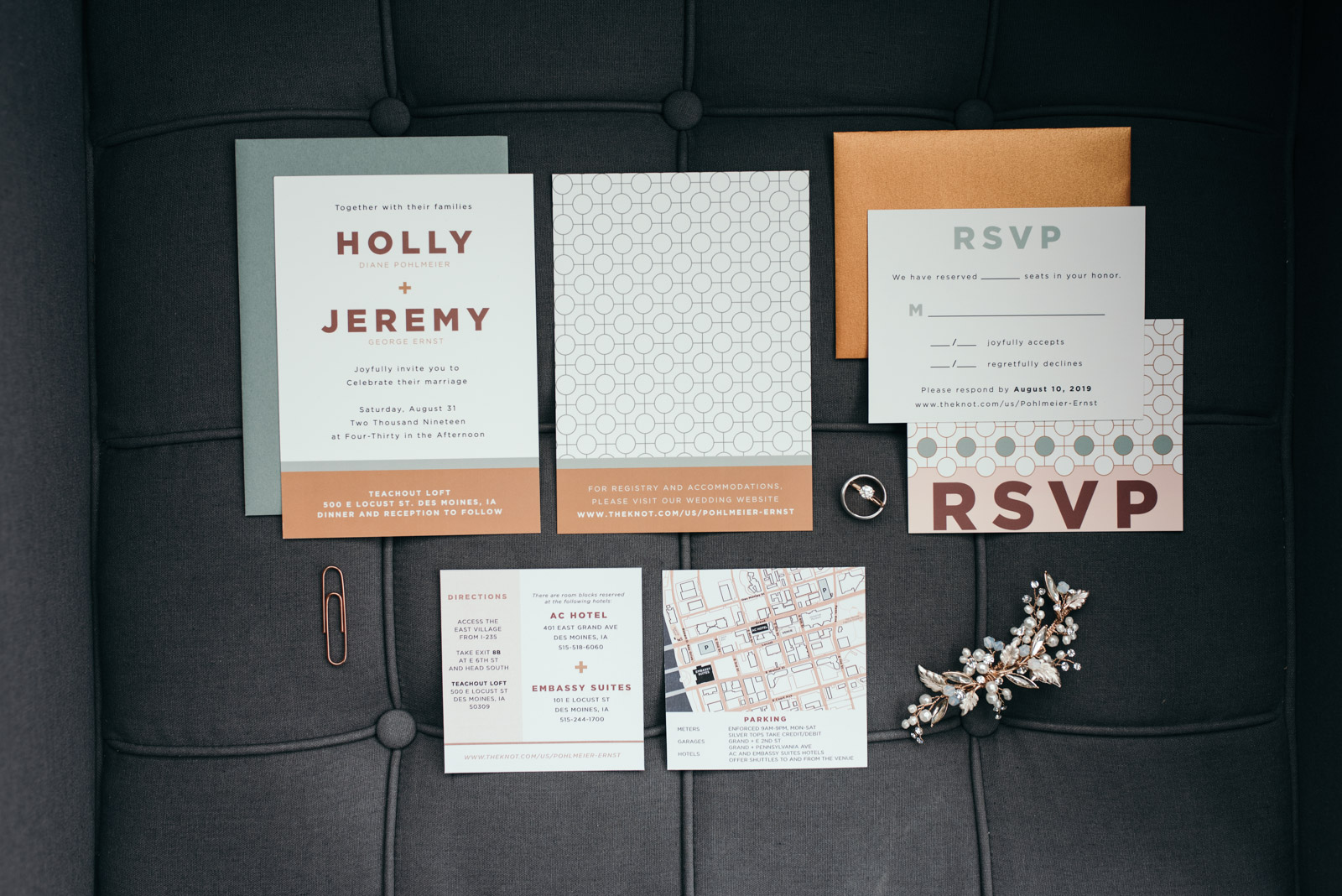 wedding invitation suite des moines iowa wedding