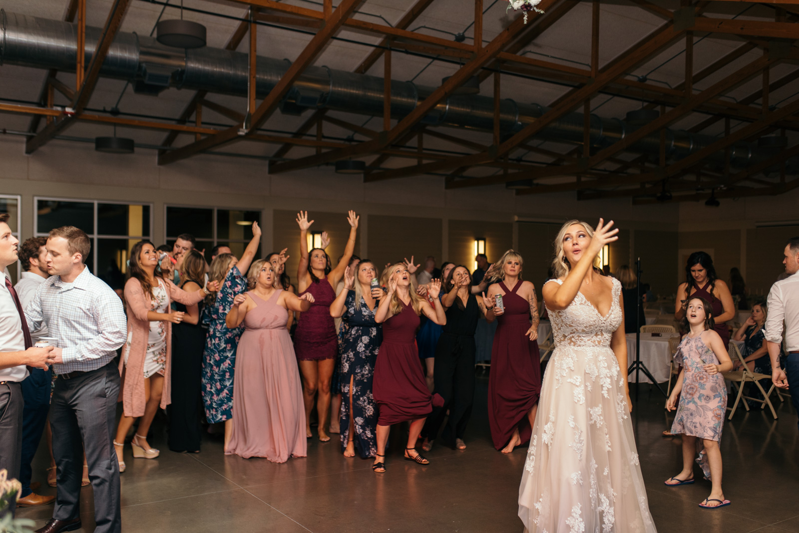 bouquet toss cedar rapids wedding