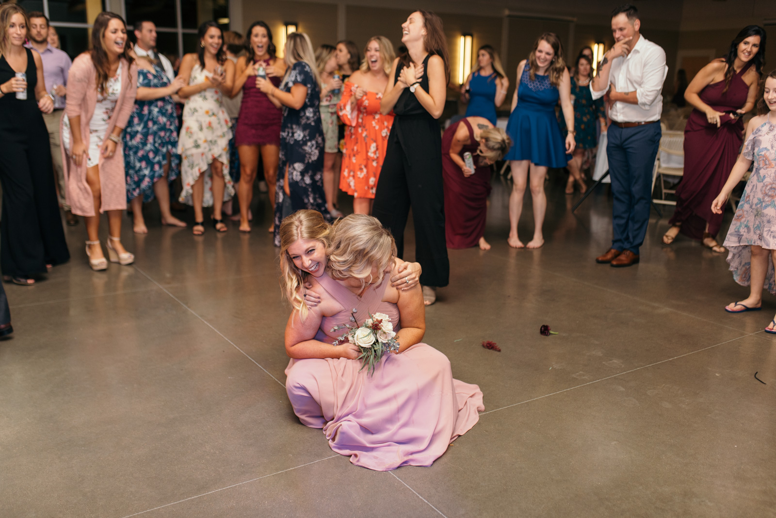 bridesmaid catching bouquet Ushers Ferry Historic Village