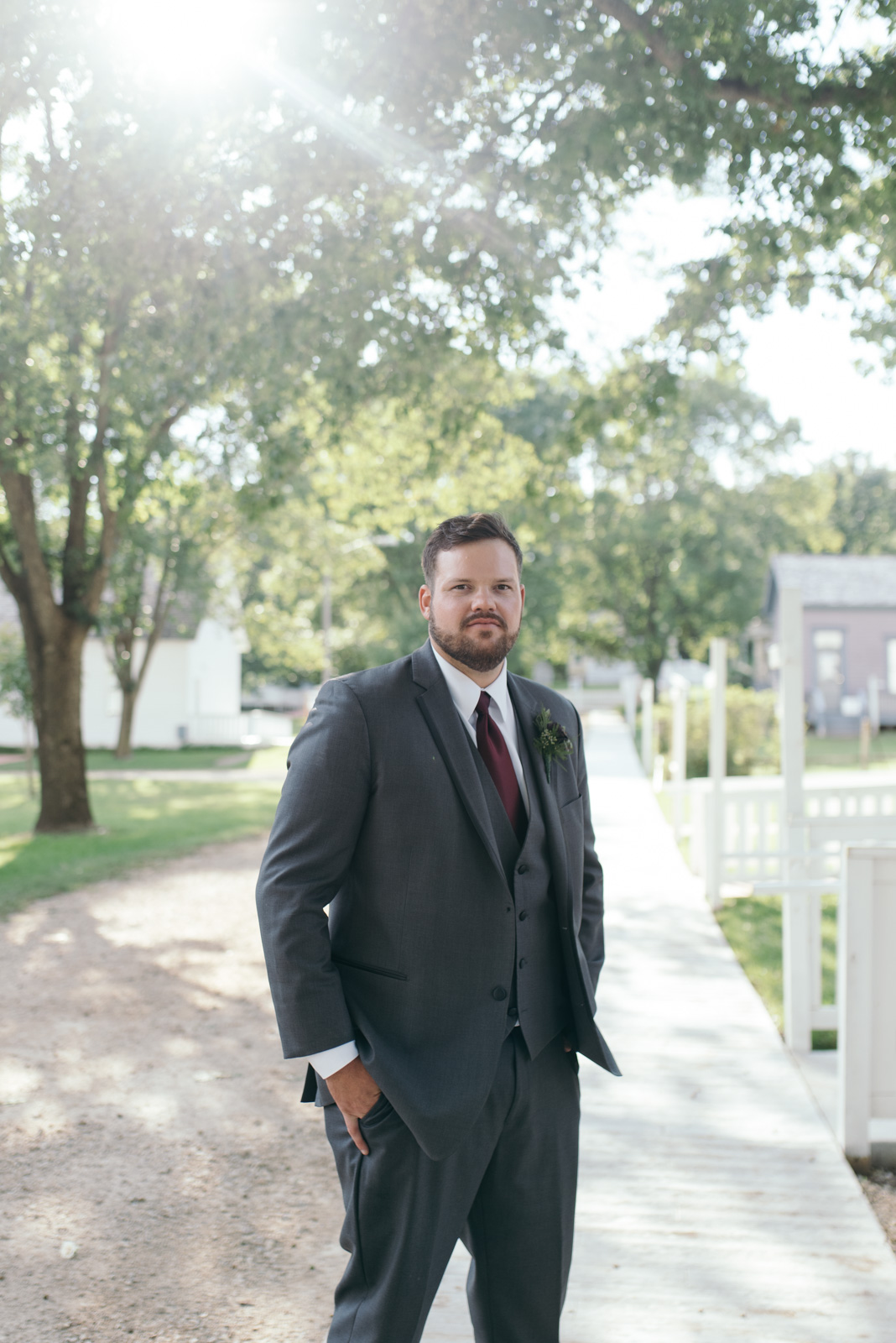 groom at Ushers Ferry Historic Village wedding