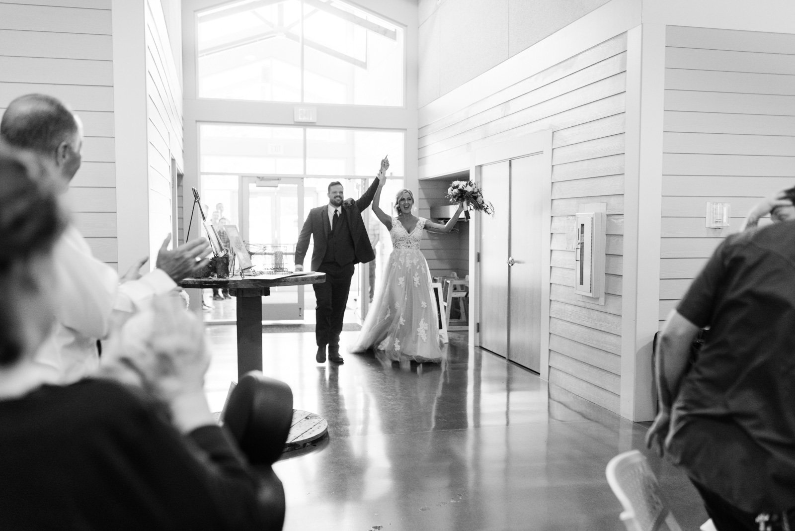 bride and groom grand entrance Ushers Ferry Historic Village wedding