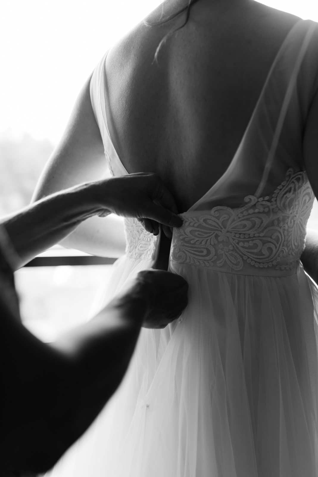 bride getting ready at Coralville Marriott Hotel Wedding