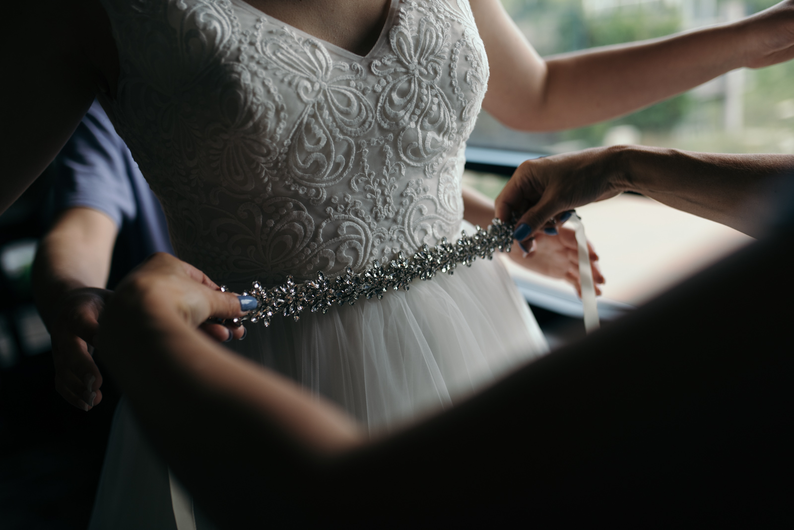 bride getting ready at Coralville Marriott Hotel Wedding