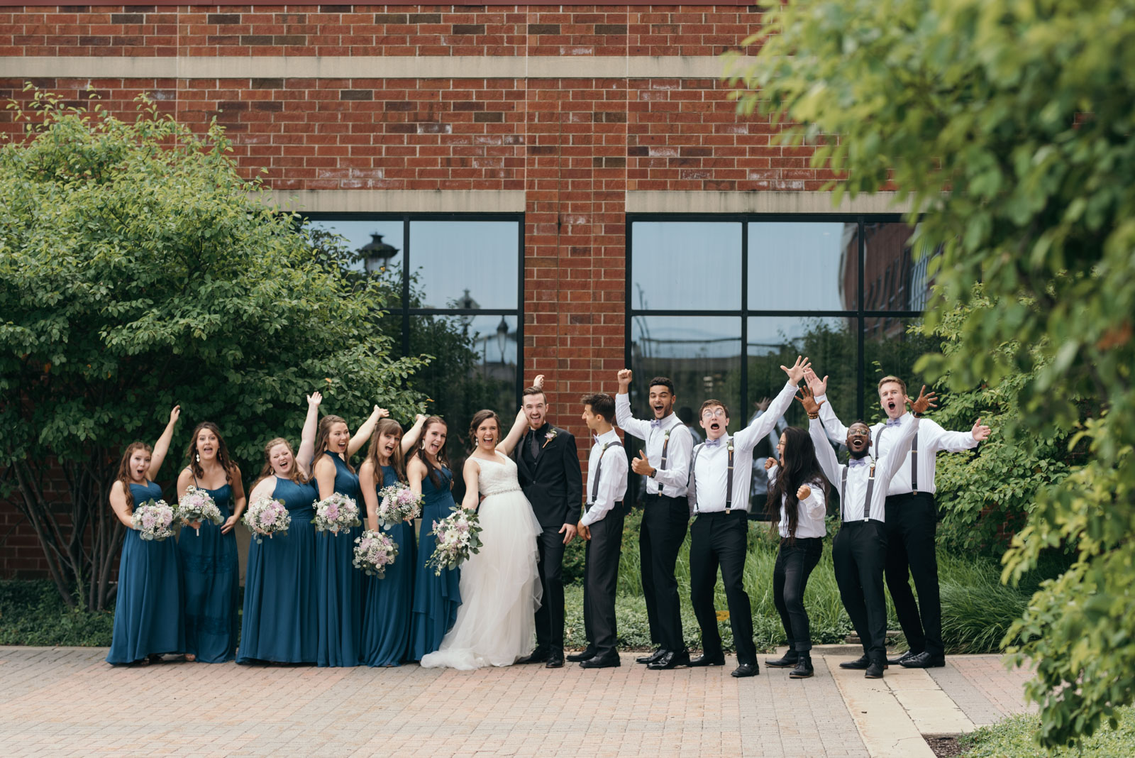 bridal party at Coralville Marriott Hotel Wedding