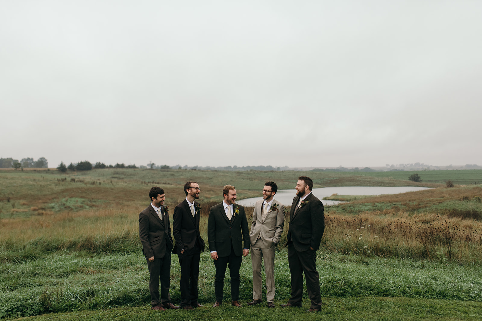 groom and groomsmen iowa city fall wedding