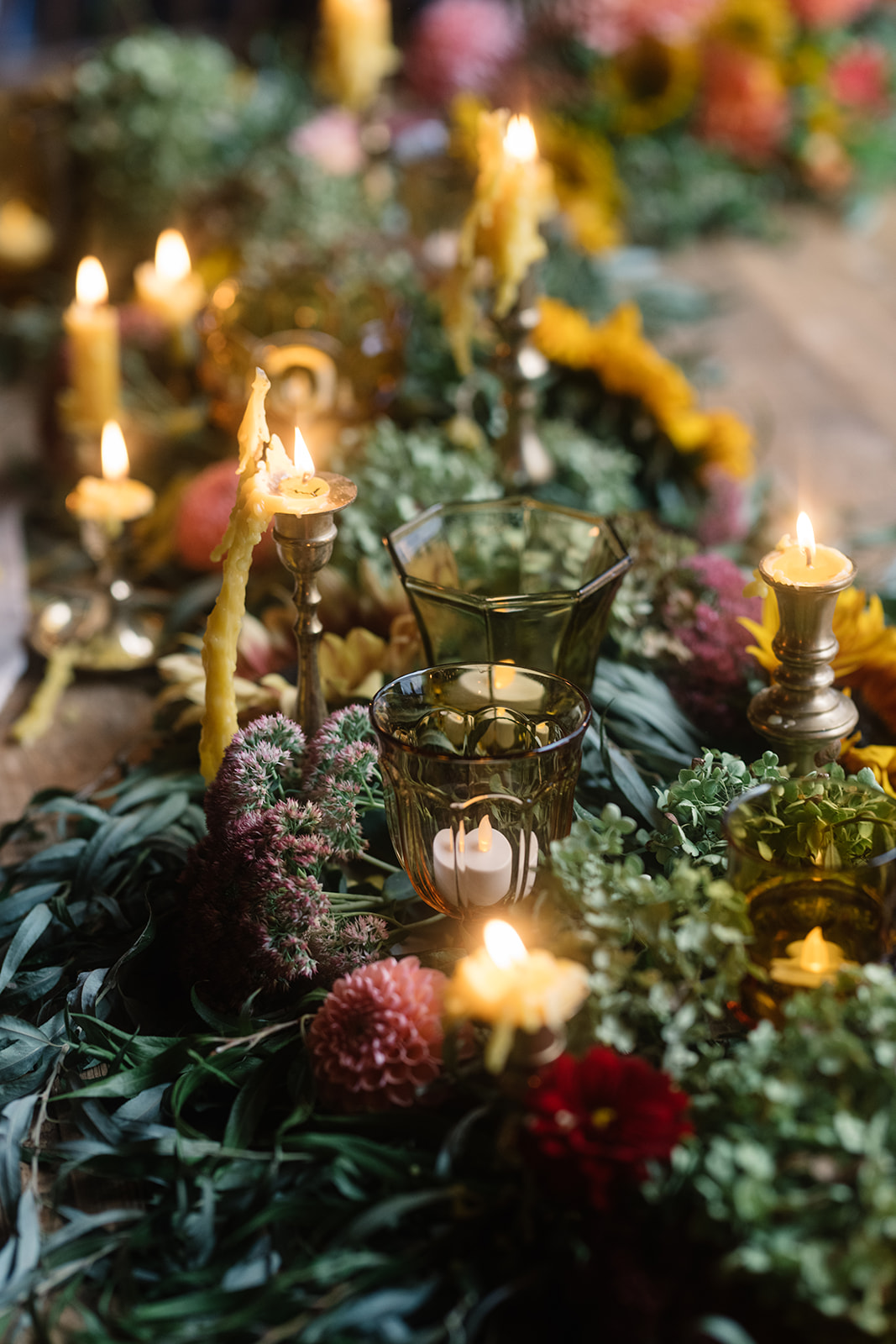 iowa fall wedding table decor candles