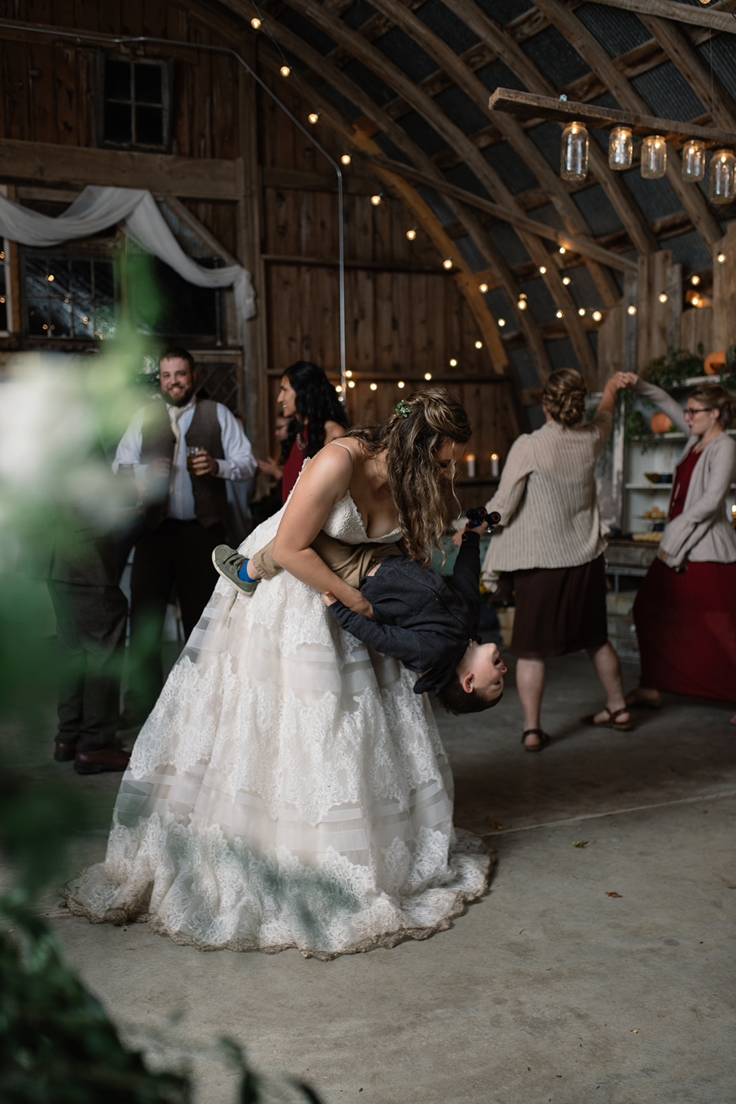 bride dancing at wellman iowa wedding reception