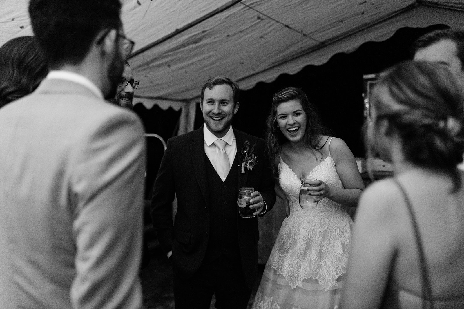 bride and groom at iowa wedding reception