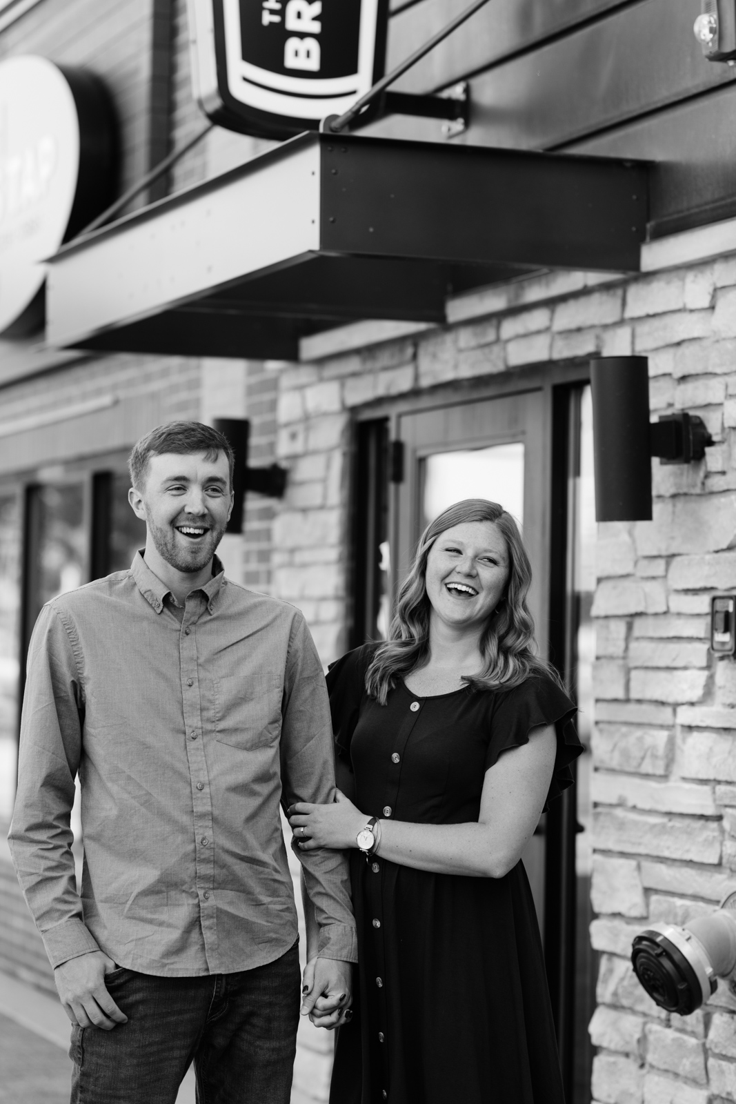 couple laughing engagement session cedar falls