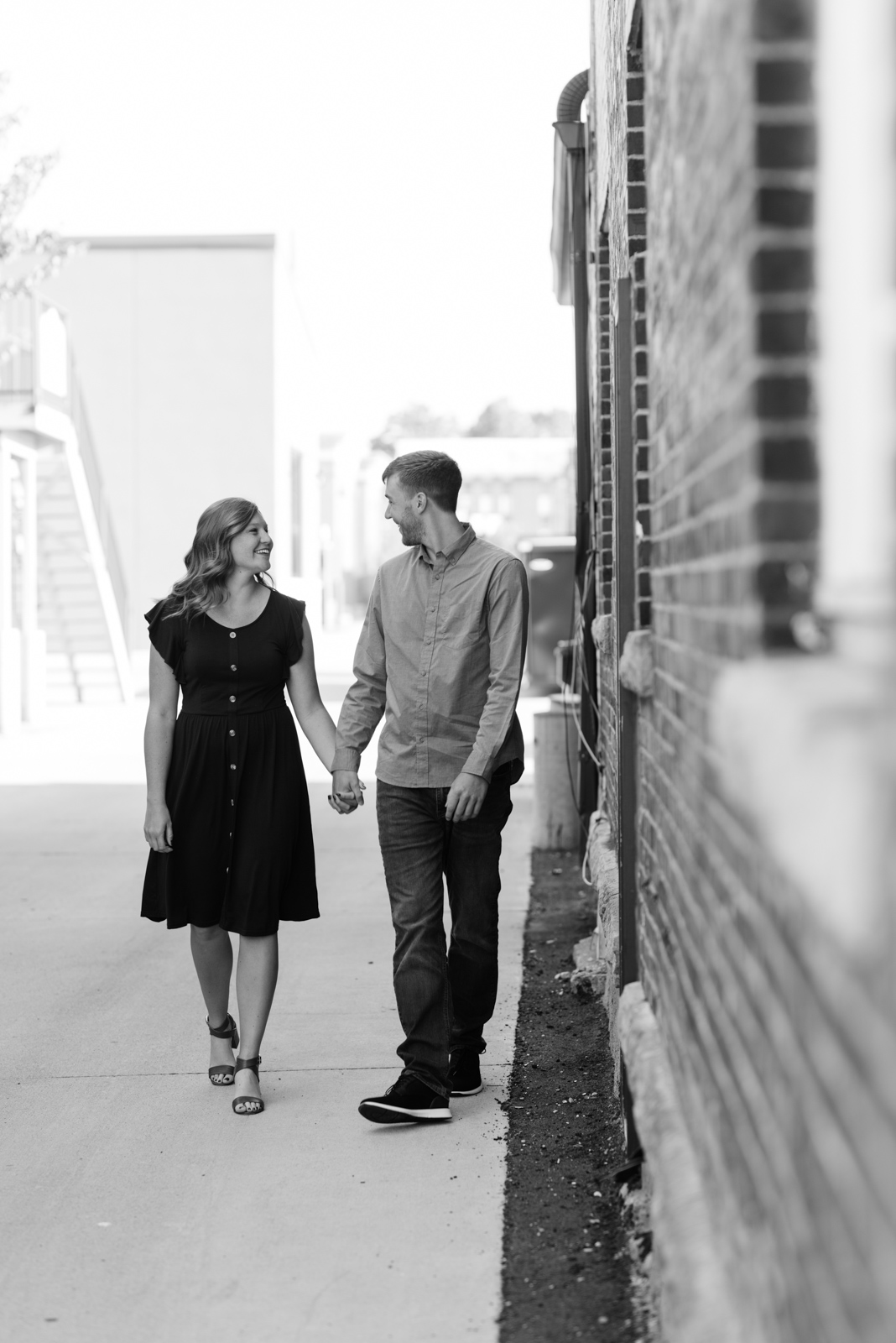 couple walking cedar falls engagement