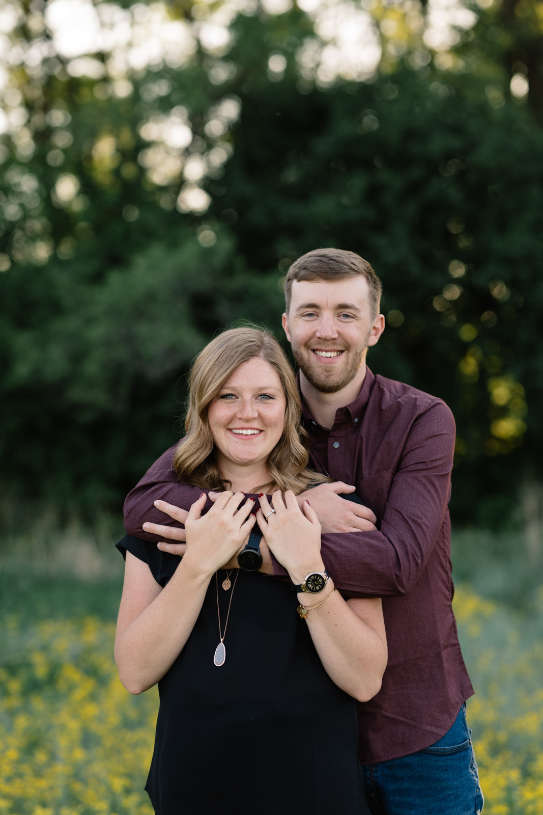 couple smiling george wyth state park engagement session