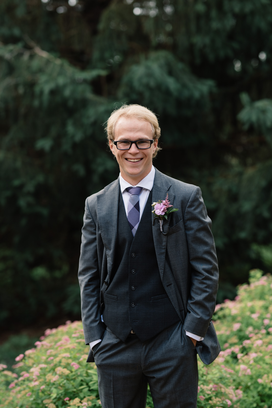 groom smiling waverly june wedding