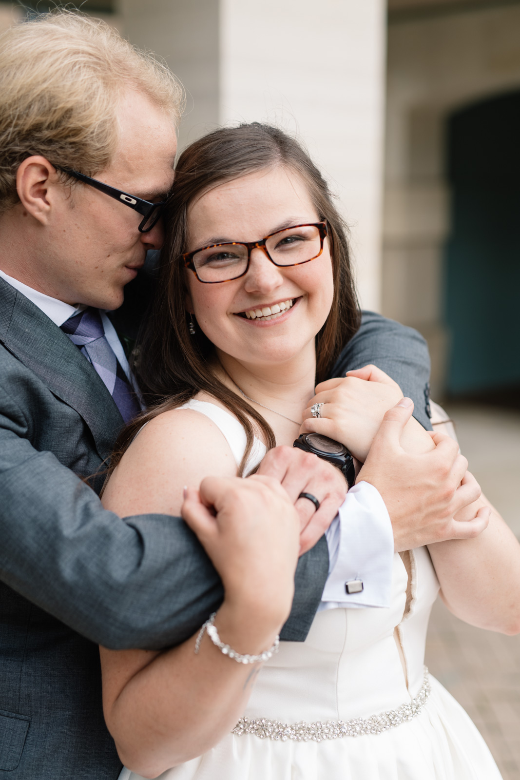 bride and groom cuddling waverly wedding