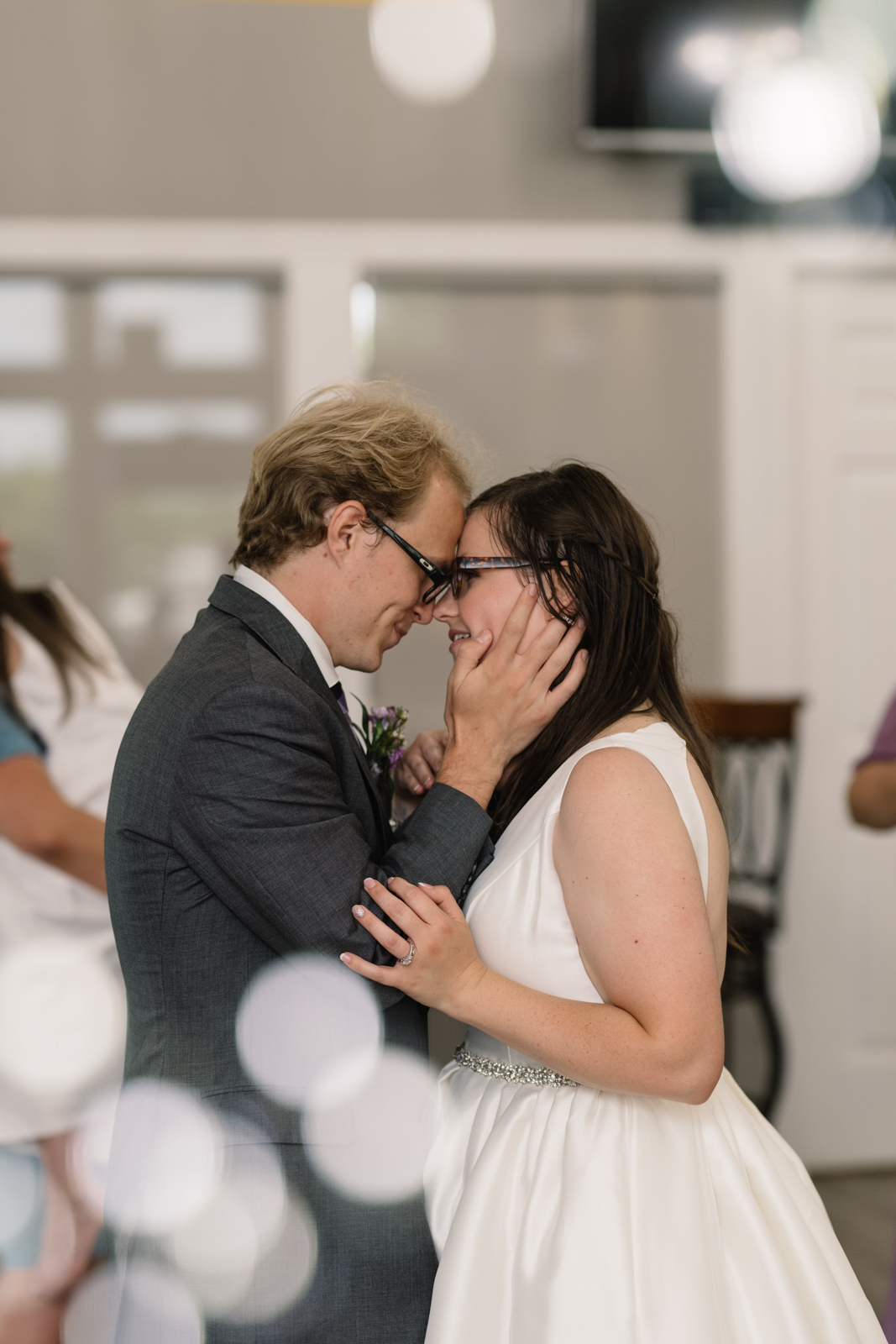 bride and groom at wedding reception