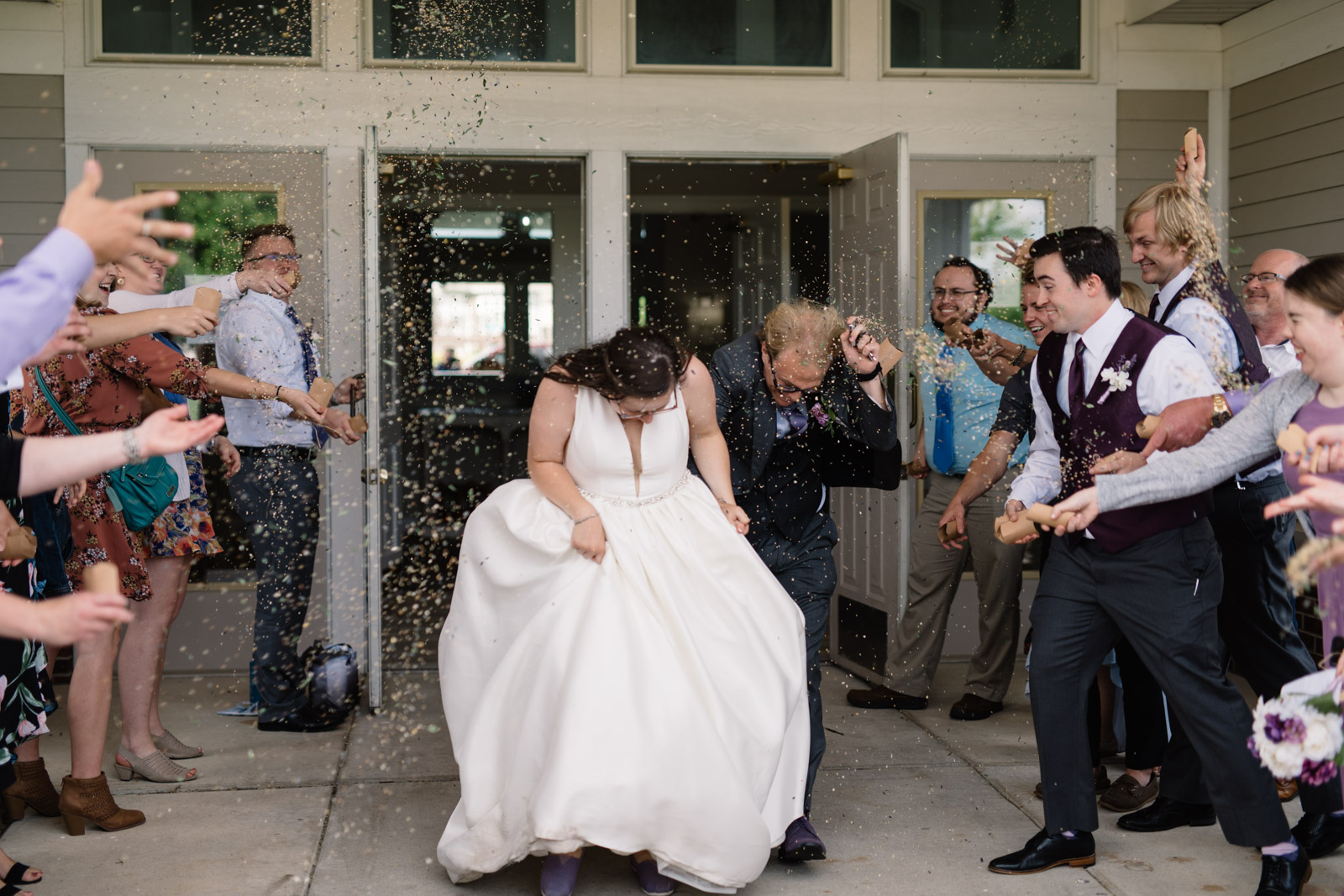 bride and groom wedding reception exit fox ridge golf course