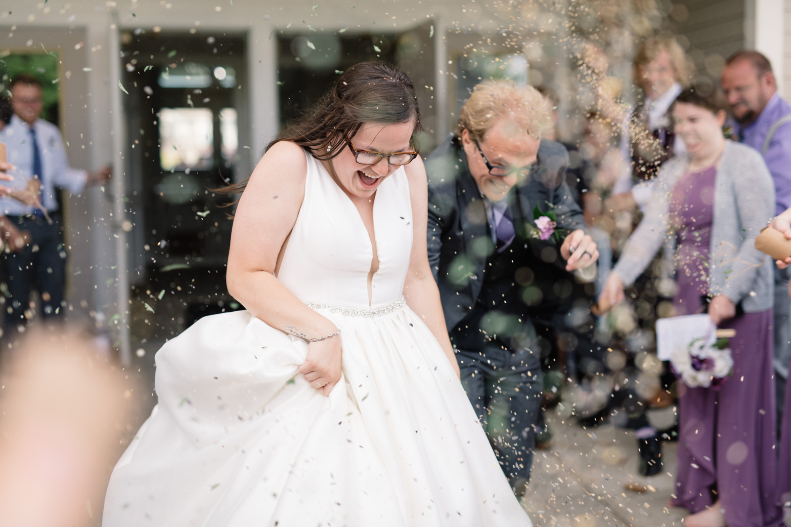 bride and groom wedding reception exit fox ridge golf course wedding venue