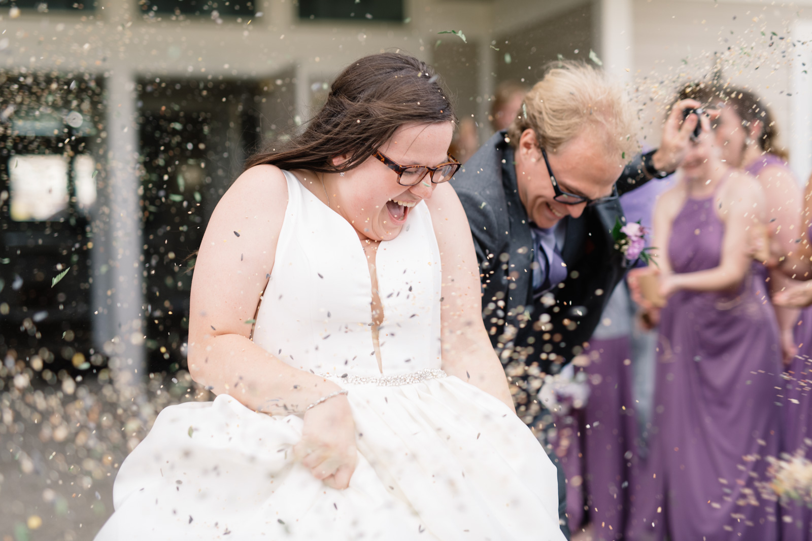 bride and groom wedding reception exit iowa wedding