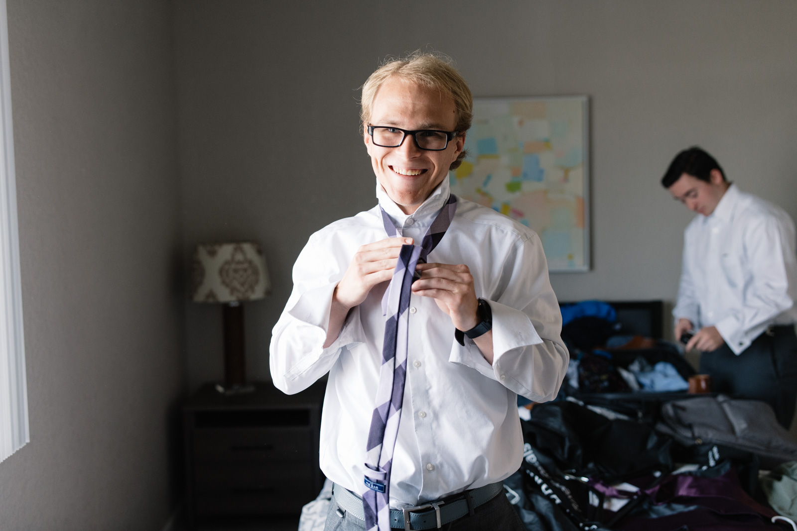 groom getting ready iowa june wedding