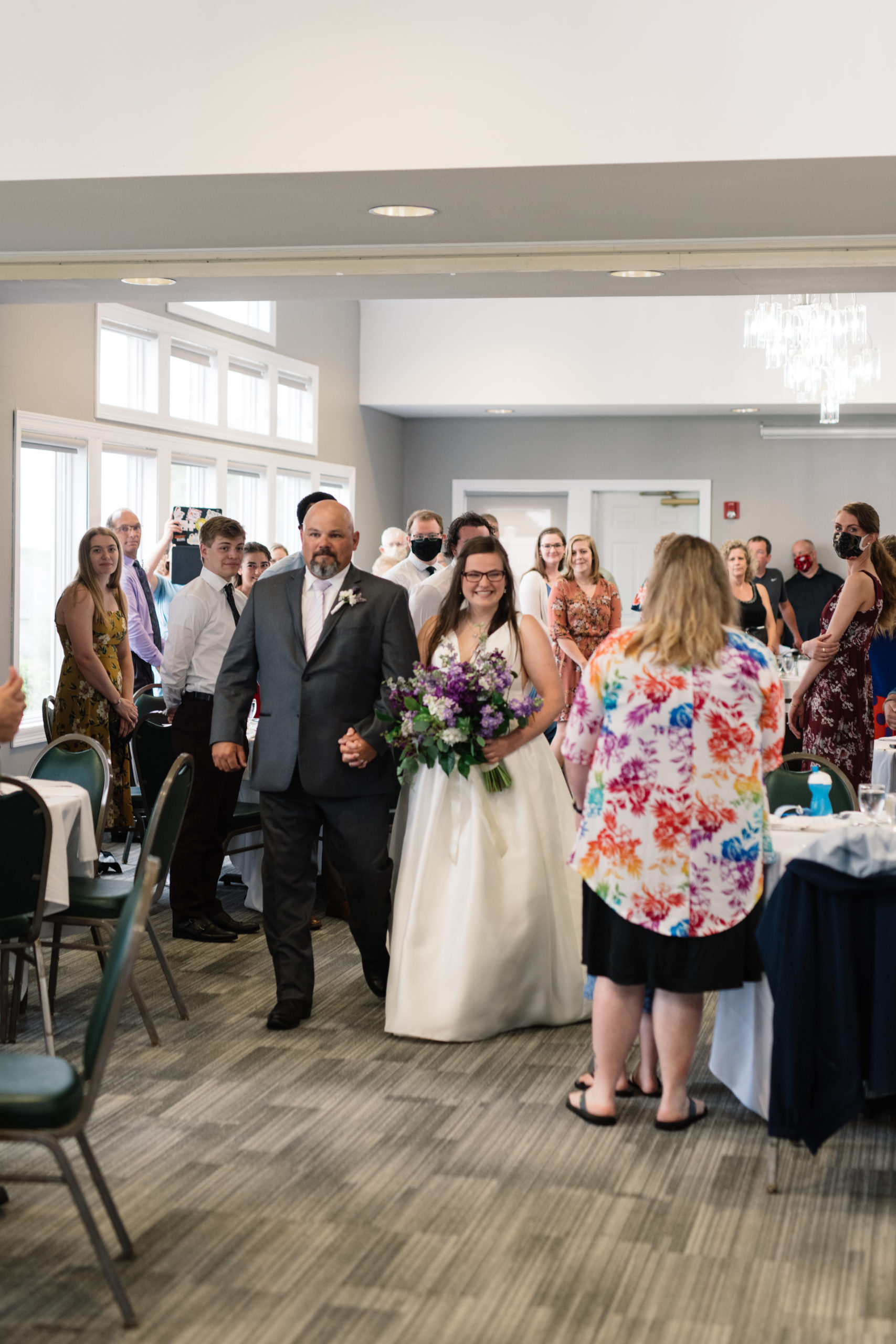 bride walking down the aisle fox ridge golf course wedding venue