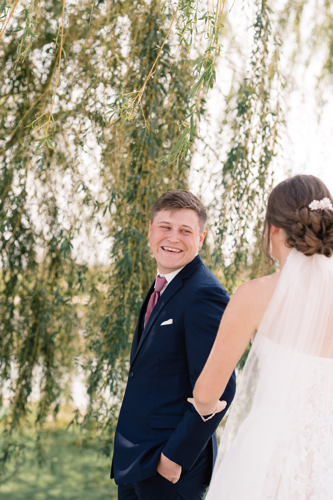 first look under willow tree epic event center wedding venue