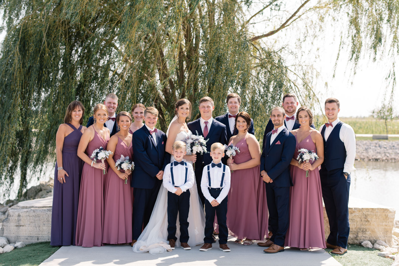 bridal party by willow tree epic event center wedding venue