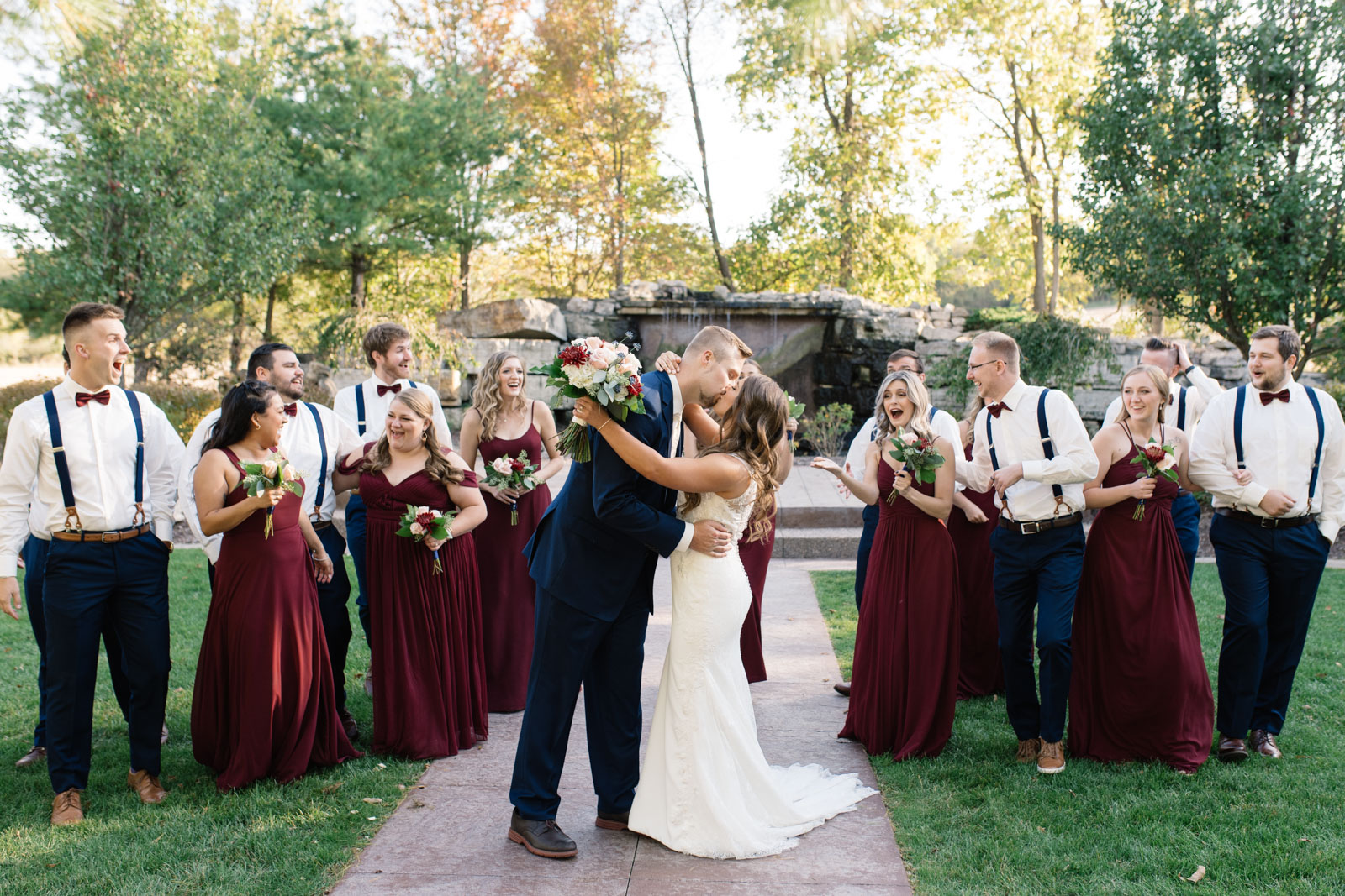 bridal party at bella sala wedding venue in tiffin iowa