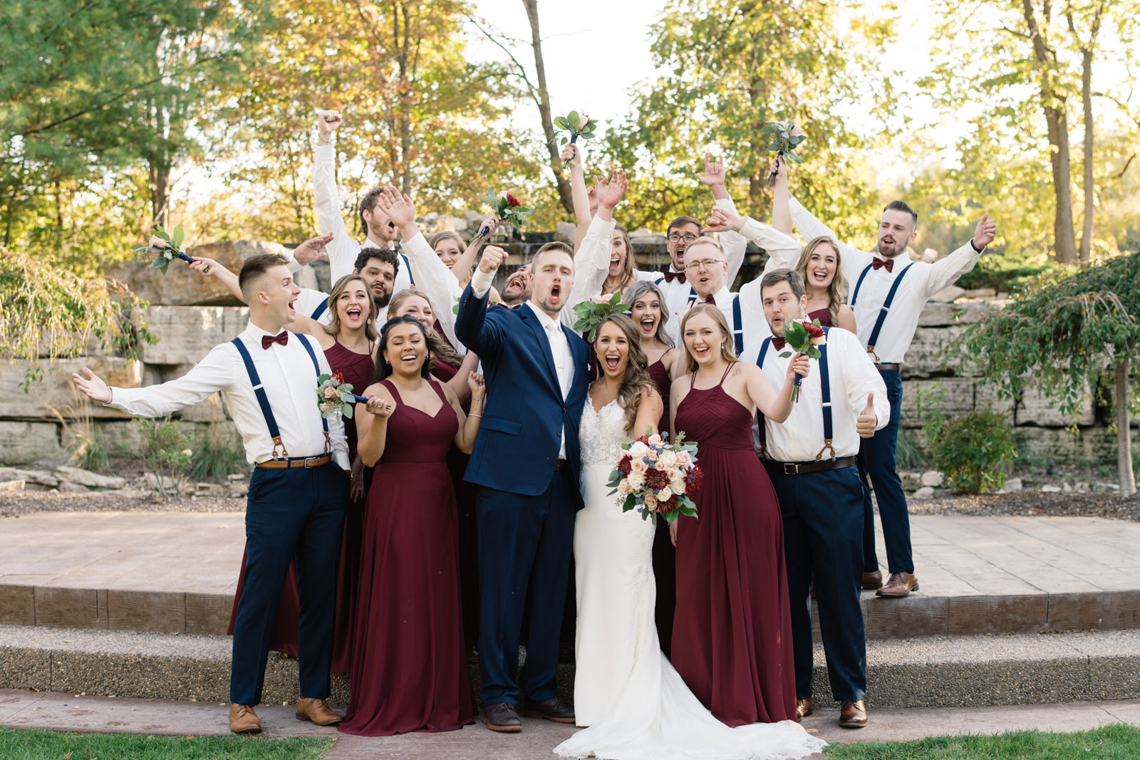 bridal party at bella sala wedding venue in tiffin iowa