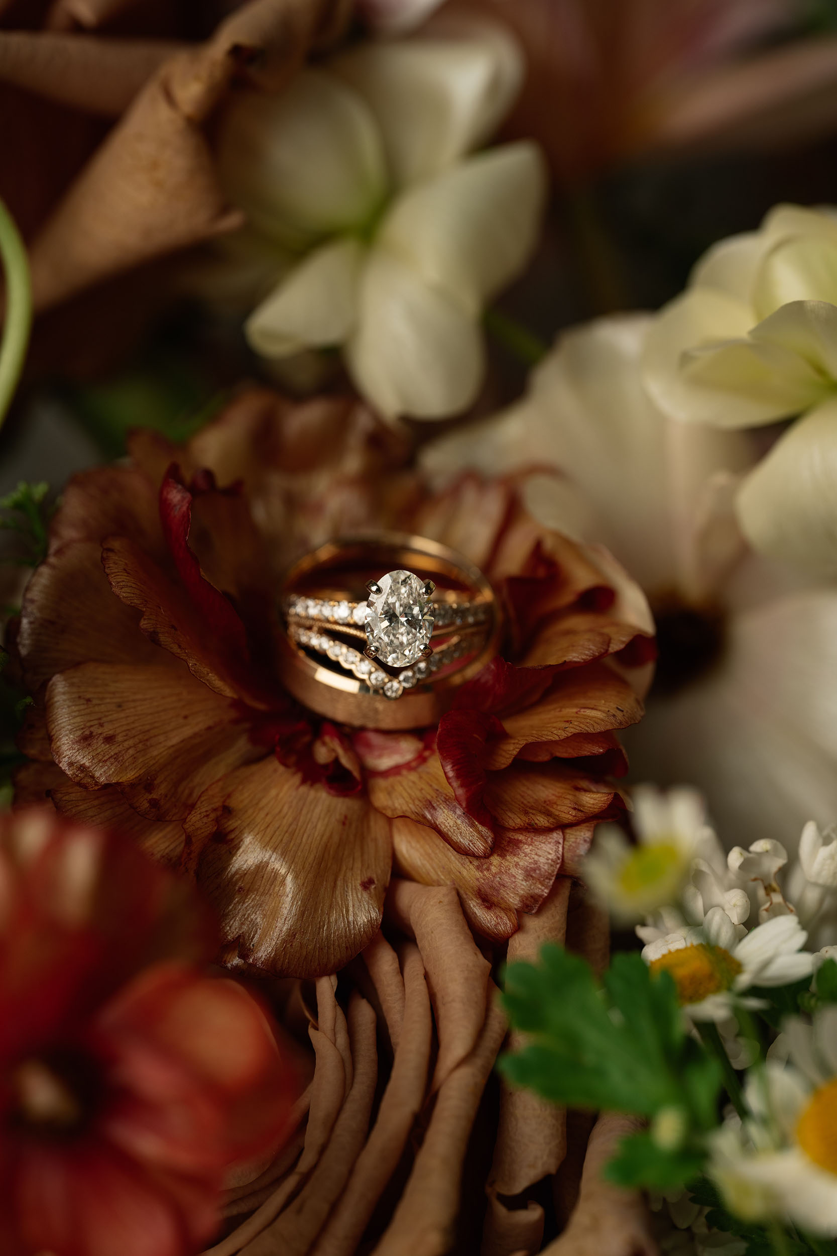 red and pink floral bouquet olympic south side theater wedding venue cedar rapids